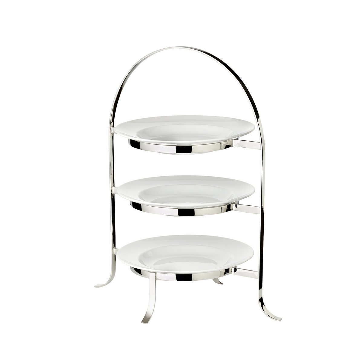 EDZARD Tellerhalter Etagere Sina, edel versilbert, Höhe 42 cm, für 3 Teller Durchmesser 20 bis 28 cm