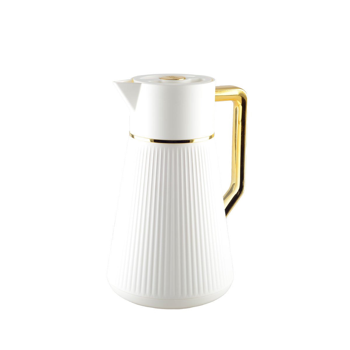 WEISSE KAFFEEKANNE MIT GOLDENEM GRIFF 1L